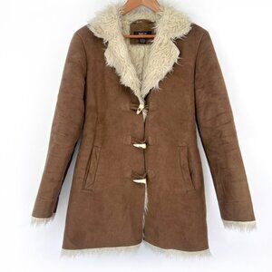 Style & Co Penny Lane Suede and Faux Fur Coat